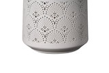 White ceramic lampshade with delicate perforated patterns for decorative LED lighting