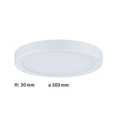Plafonnier LED rond et plat blanc de 30 mm de hauteur et 300 mm de diamètre pour éclairage moderne