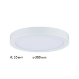 Flat round white LED ceiling light with 30 mm height and 300 mm diameter for modern lighting solutions