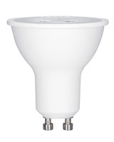 White LED reflector lamp with GU10 base made of plastic for energy-efficient lighting