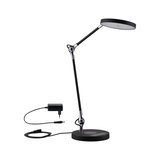 Moderne zwarte metalen LED-bureaulamp met verstelbare arm en adapter voor kantoorverlichting
