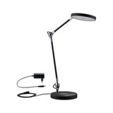 Moderne schwarze LED-Schreibtischlampe aus Metall mit verstellbarem Arm und Netzteil für Bürobeleuchtung