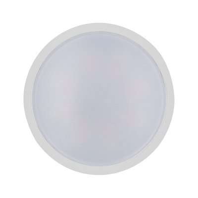 Rund hvid LED-loftslampe med frostet plastdiffuser til energieeffektiv belysning