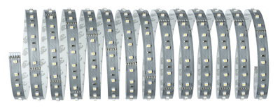 Flexible LED strip with white LEDs on grey base for versatile lighting applications and decoration