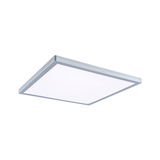 Plafonnier LED carré avec cadre en aluminium argenté et diffuseur blanc pour éclairage moderne