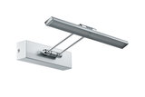 Modern silver metal LED picture light with adjustable arm for focused illumination