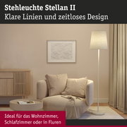 Stehleuchte Stellan II in Weiß mit klarem Design, ideal für Wohnzimmer, Schlafzimmer und Flurbeleuchtung