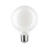 Round white LED bulb with E27 base made of glass for energy-saving lighting