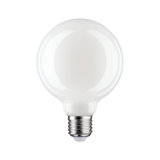 Round white LED bulb with E27 base made of glass for energy-saving lighting