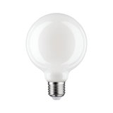 Round white LED bulb with E27 base made of glass for energy-saving lighting