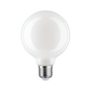 Round white LED bulb with E27 base made of glass for energy-saving lighting