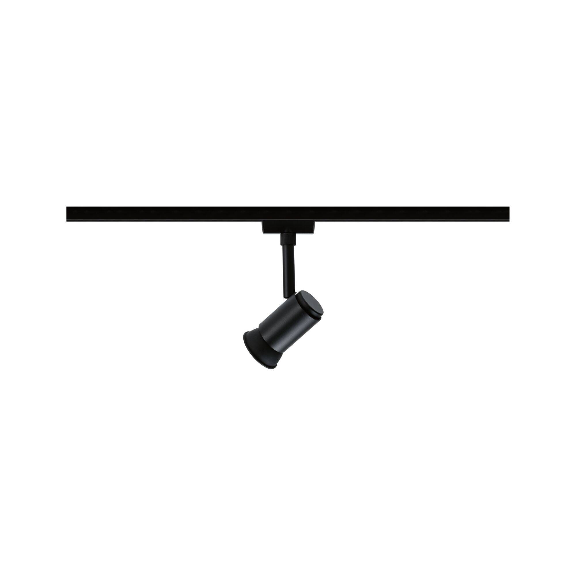 Black metal LED spotlight on track system for flexible indoor lighting solutions