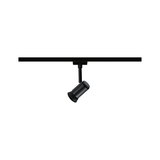 Black metal LED spotlight on track system for flexible indoor lighting solutions