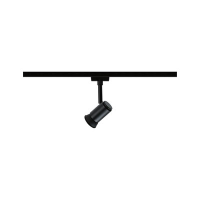 Black metal LED spotlight on track system for flexible indoor lighting solutions