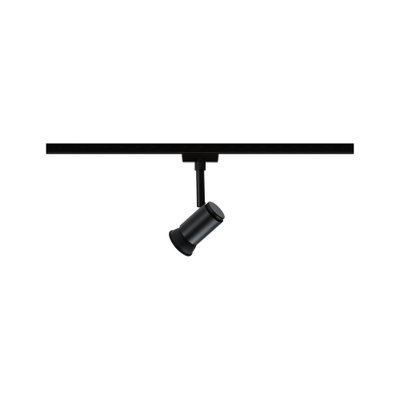 Black metal LED spotlight on track system for flexible indoor lighting solutions