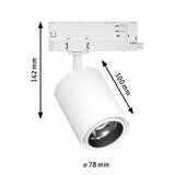 Spot LED blanc en métal de 142 mm de hauteur et 78 mm de diamètre pour éclairage intérieur moderne