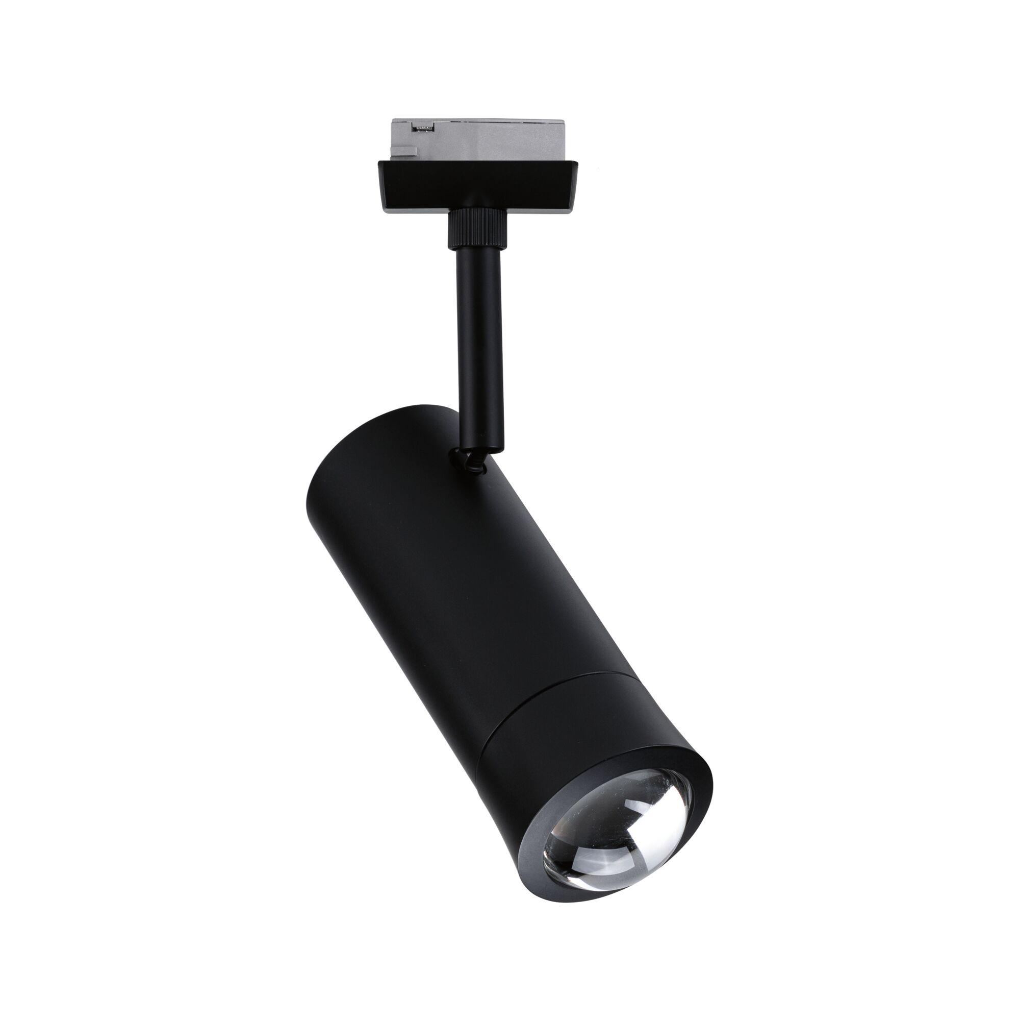 Black metal LED spotlight with clear glass for modern interior lighting and accent illumination