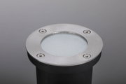 Runder Edelstahl-Einbaustrahler mit mattiertem Glas und vier Schrauben für Außenbeleuchtung