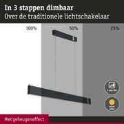 Zwarte LED-hanglamp met 3-staps dimfunctie en warm wit licht voor woonruimtes
