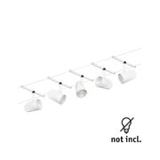White metal LED cable system spotlight with adjustable head for modern lighting solutions