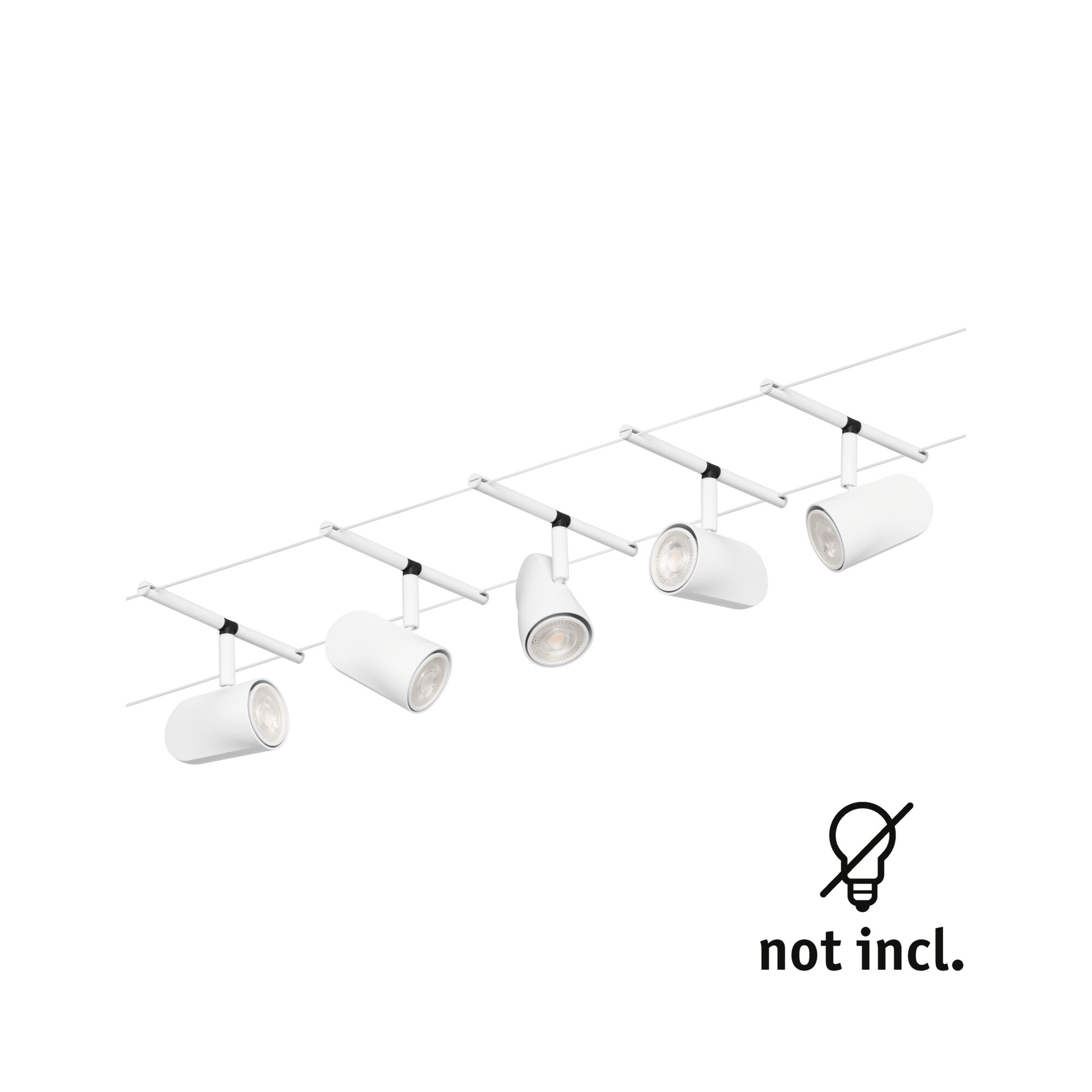 Weißer LED-Seilsystem-Strahler aus Metall mit verstellbarem Kopf für moderne Beleuchtung