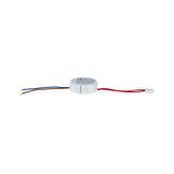 White LED driver housing with blue, brown, and red wires for LED lighting connection