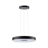 Suspension LED ronde en métal noir avec diffuseur blanc pour éclairage intérieur moderne