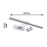 Silver metal LED wall light 585 mm long with adjustable arm for modern interior lighting
