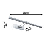 Silver metal LED wall light 585 mm long and 46 mm high for modern indoor lighting solutions