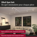 Système d'éclairage sur rail URail Spot Salt blanc avec spots minimalistes pour intérieur moderne