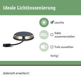 Schwarze LED-Leuchte mit Kabelanschluss für einfache Lichtinszenierung und flexible Erweiterung.