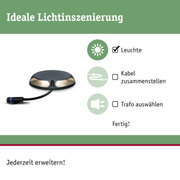 Runde schwarze LED-Bodeneinbauleuchte mit Kabel für Außenbeleuchtung und Gartenlicht