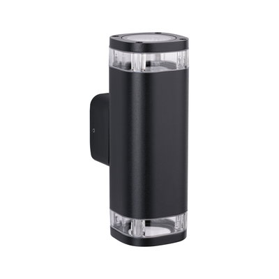 Sort aluminium væglampe med klare elementer, moderne udendørsbelysning til husfacader