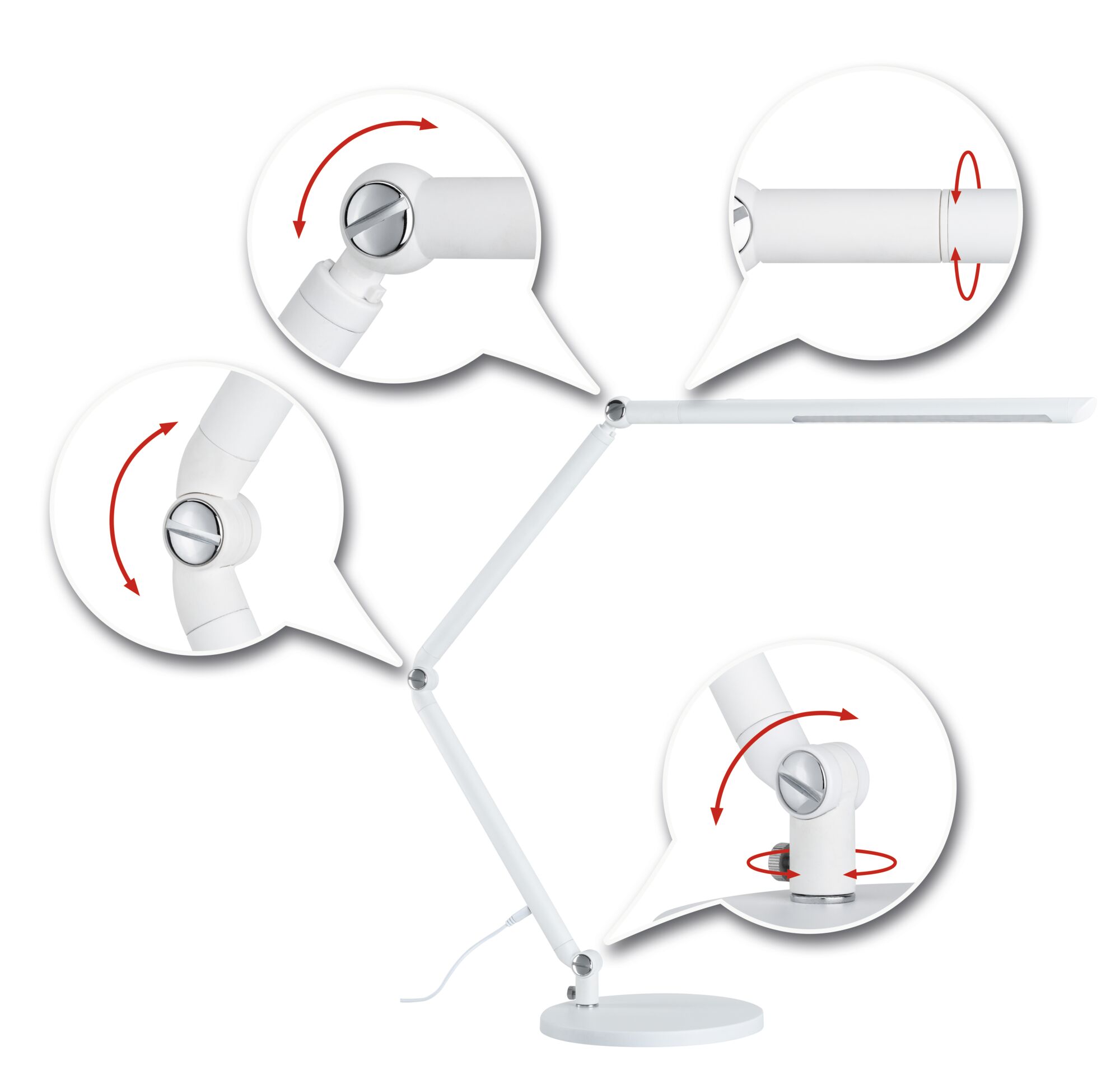 LED Desk luminaire FlexBar White Switch 700lm 9,5W White