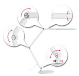 White metal LED desk lamp with adjustable joints and rotatable head for flexible office lighting