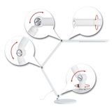 White metal LED desk lamp with adjustable joints and rotatable head for flexible office lighting
