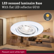 White LED recessed luminaire with flat LED reflector GU10 and warm white light for living spaces