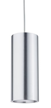 Modern cylindrical aluminum pendant light in brushed silver for stylish home lighting