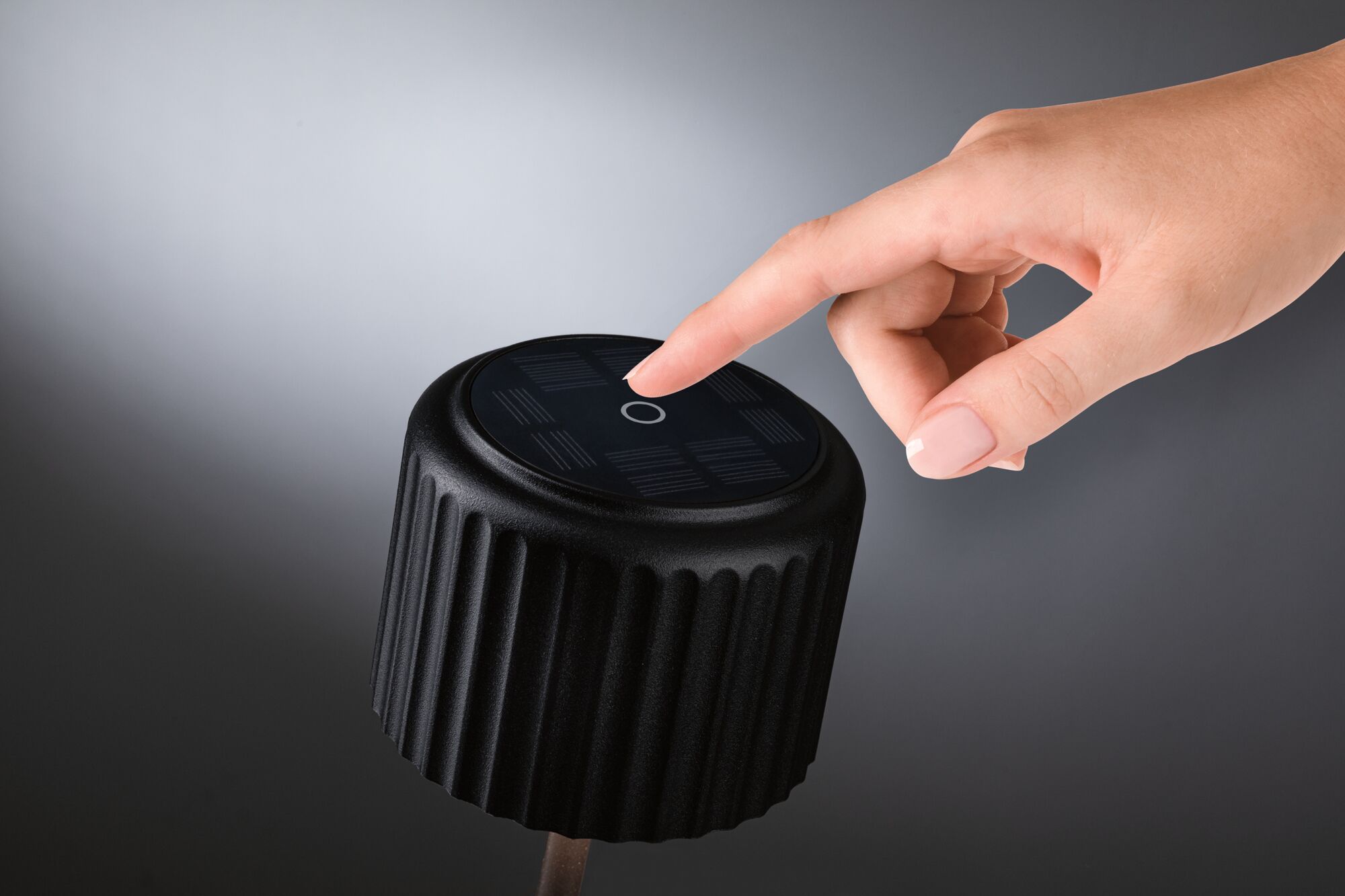 Black ribbed plastic garden switch with touch control for outdoor lighting