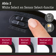 LED-paneel Abia 2 White Select Schemergestuurde bewegingsmelder (HF) rond 170mm 9,5W 1100lm 2700 - 4000K Zwart