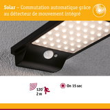 Applique LED noire extérieure avec détecteur de mouvement et commutation solaire automatique pour éclairage économique