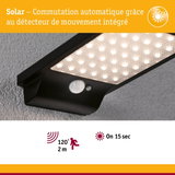 Applique LED noire extérieure avec détecteur de mouvement et commutation solaire automatique pour éclairage économique
