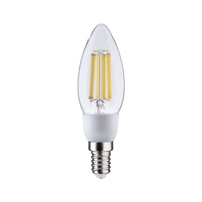 LED candle bulb with clear glass and E14 base, energy-saving light for home interiors
