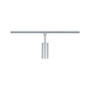 Modern silver aluminium spotlight on track system for flexible LED lighting in interiors