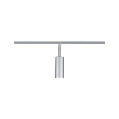 Moderner silberner Aluminium-Spot an Schienensystem für flexible LED-Beleuchtung im Raum