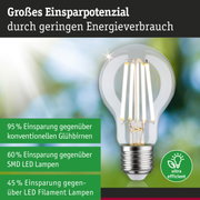 Energiesparende LED-Glühbirne mit klarem Glas und silbernem Sockel für nachhaltige Beleuchtung