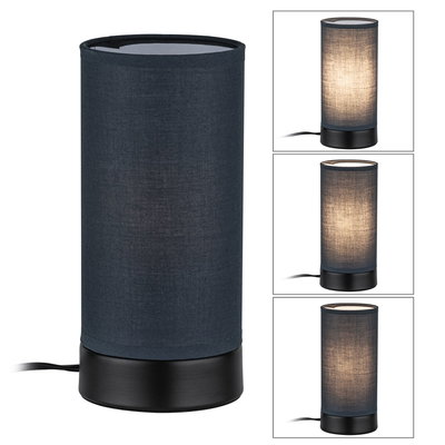 Lampe de table moderne avec abat-jour en tissu noir et base en métal pour un éclairage d'ambiance