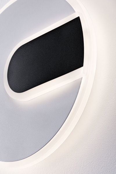 Moderne runde LED-Wandleuchte in Weiß mit schwarzem Akzent für stilvolle Innenbeleuchtung