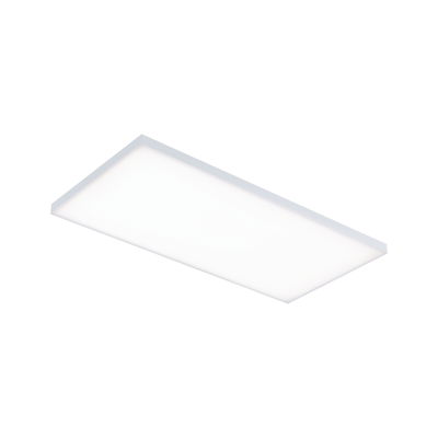 Flat rectangular white LED panel with aluminum frame for modern room lighting solutions
