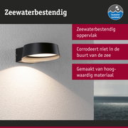 Zwarte wandlamp met zeewaterbestendig materiaal en modern ontwerp voor buitengebruik